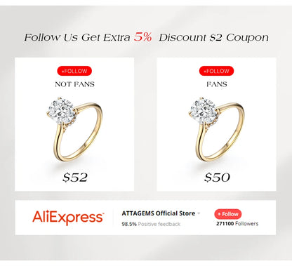 ATTAGEMS New Trends Moissanite Eternal Rings for Women S925 Sterling Silver D VVS1 Diamond Elegant Engagement Bands Fine Jewelry