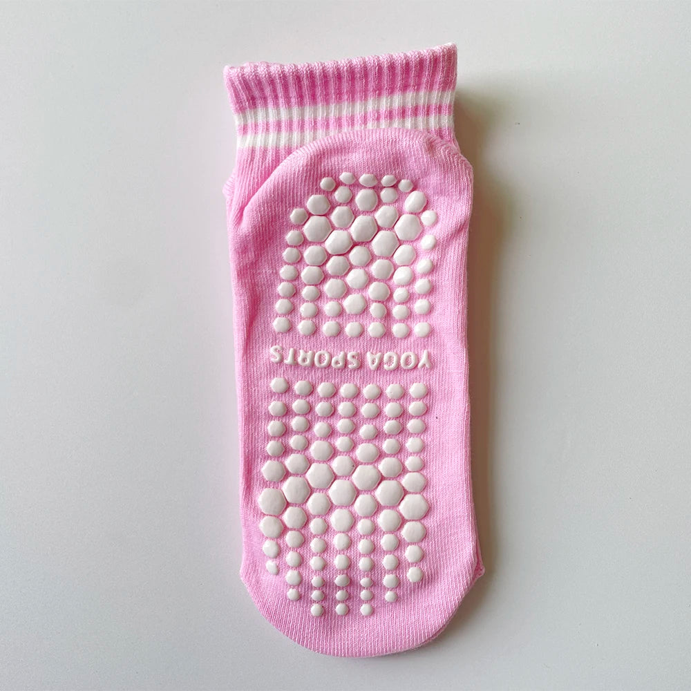 Grip Socks for Women Non Slip Pilates Yoga Socks with Double Stripes Non Slip Socks for Workout Ballet Athletic Socks