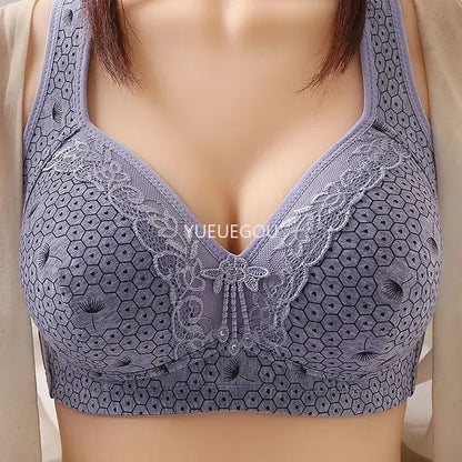 Plus Size Push Up Bra for Women - Adjustable Straps Lace Trim, Full Coverage Comfortable Support Underwire Bra for Big Bust