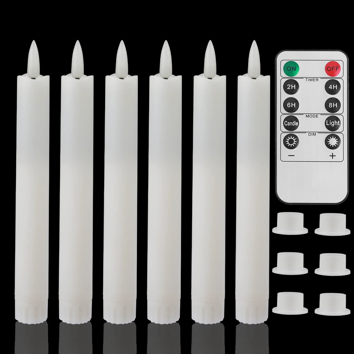 Pack of 6 Remote Control LED Decorative Candle Light Battery Operated Flameless Electronic Home Party Wedding Candle With Timer