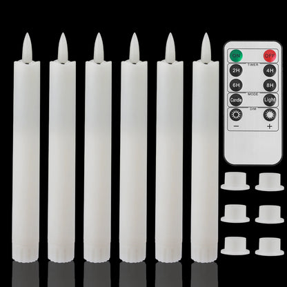 Pack of 6 Remote Control LED Decorative Candle Light Battery Operated Flameless Electronic Home Party Wedding Candle With Timer