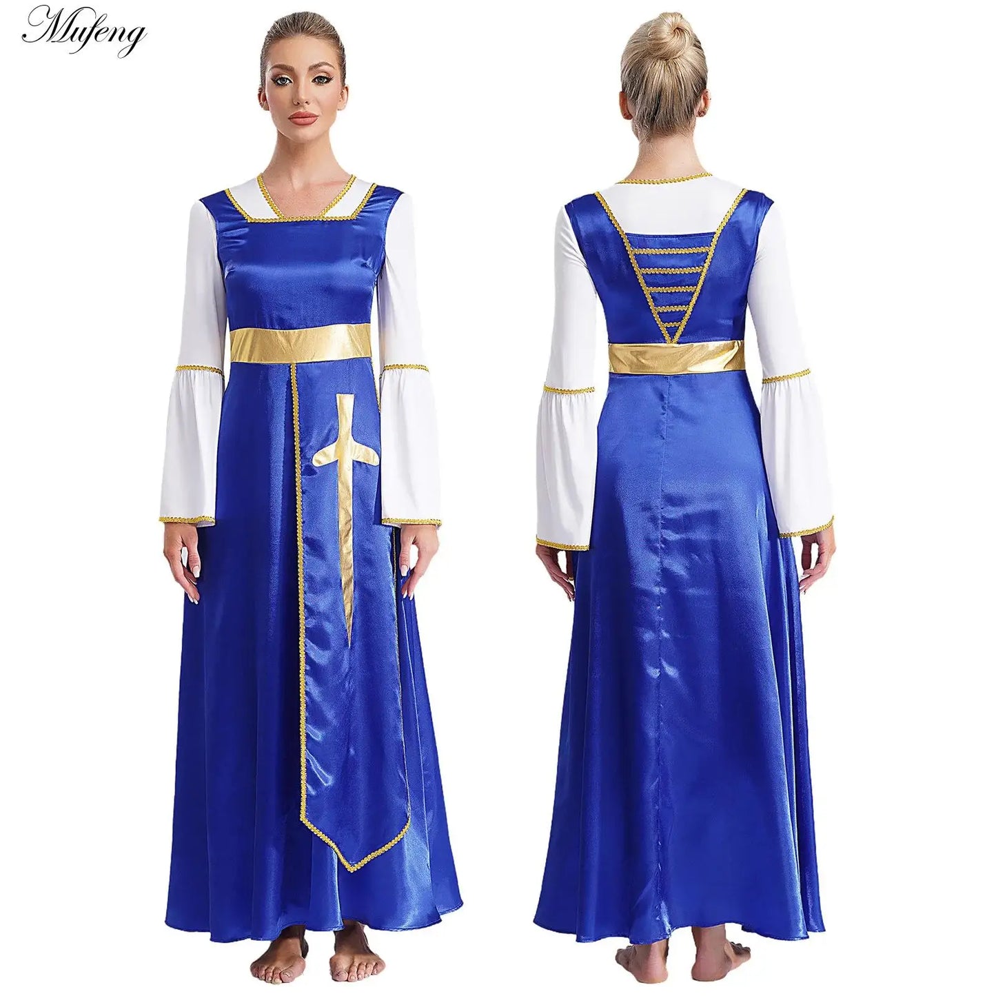 Women Robe Praise Lyrical Dance Dress Church Choir Worship Liturgical Performance Costume Sleeveless Tunic Gown Dancewear Clothe