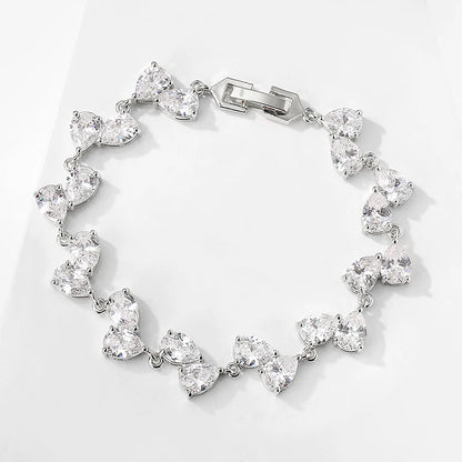 Bracelets de mariage ZAKOL de luxe en zircone cubique AAA pour femmes, bracelet jonc de haute qualité couleur or blanc avec breloque feuille