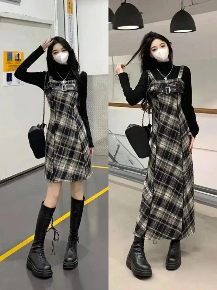 French Vintage Casual 2 Piece Dress Set Women Slim Bodycon Blouse + Office Lady Elegant Sweet Mini Dress Korean 2024 Autumn