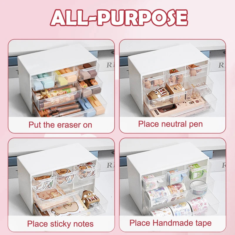 Large Capacity Dustproof Multi-layer Desktop Storage Box  Organizing Box Multifunctional Transparent Six Grid Drawer Storage Box