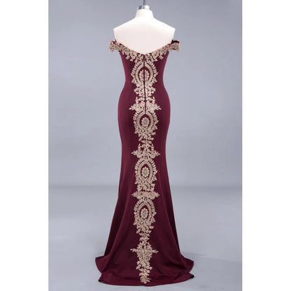 Robe de Soiree 2026 Elegant Off-Shoulder Evening Dress Sexy Lace Crystals Rose Gold Long Prom Party Dresses Vestido de Festa