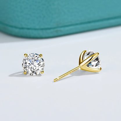 Boucles d'oreilles puces en or 14 carats plaqué, serties de moissanite (0,2-3 carats, taille brillant GRA), pour femmes et hommes, bijoux durables pour fiançailles et mariages.