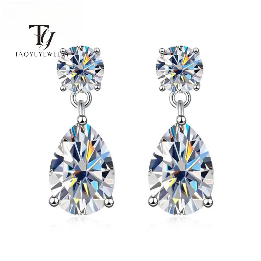 Boucles d'oreilles Taoyu en argent sterling 925 et moissanite 3 carats, pour femmes et hommes. Boucles d'oreilles pendantes en zircon, style minimaliste, bijou raffiné, diamant VVS1, cadeau idéal.