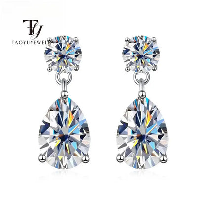 Boucles d'oreilles Taoyu en argent sterling 925 et moissanite 3 carats, pour femmes et hommes. Boucles d'oreilles pendantes en zircon, style minimaliste, bijou raffiné, diamant VVS1, cadeau idéal.