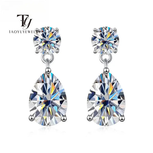 Taoyu 3CT 925 Sterling Silver Moissanite Earrings For Women Men Zircon Drop Earrings Minimalist Fine Jewelry D VVS1 Diamond Gift