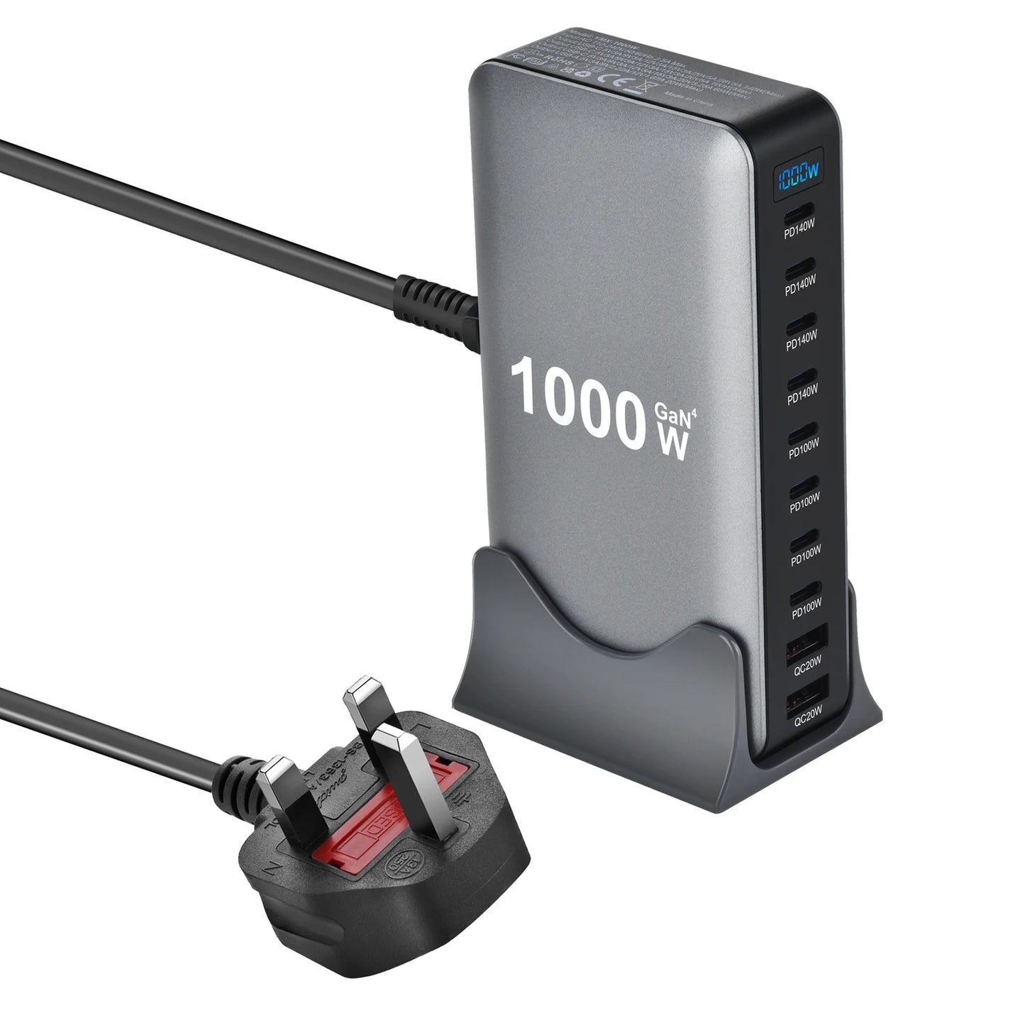 Nouveau chargeur rapide de bureau 10 ports GaN USB Type C PD3.1 PPS 1000 W pour tablettes et téléphones portables (dropshipping)