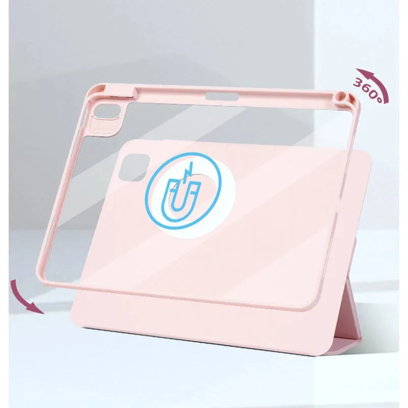 For 2024 iPad Pro11 Case M4 Pro 13" Air 6 4th 5th 12.9 Mini6 10.2 Pro 10.5 8th 9th 10th Magnetic Detachable Rotating Pencil Case