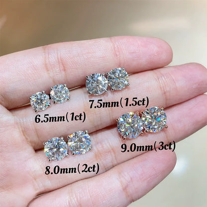 Boucles d'oreilles puces en moissanite TY 0,1-2 carats pour femme, en or rose, style classique et scintillant, serties de diamants de laboratoire, et montées sur argent pur 925.