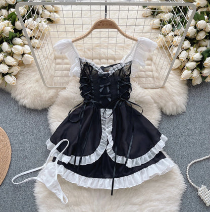 Kawaii Maid Oufit See Through Anime Cosplay Lingerie Cute Cat Women Lolita Sexy Bunny Halloween Costumes Lace PrincessDress New