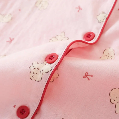 Summer Women Pajamas 3 Pieces Set 100% Gauze Cotton Female Sleepwear Bedroom Set Short sleeved long pants + shorts Woman Piiama