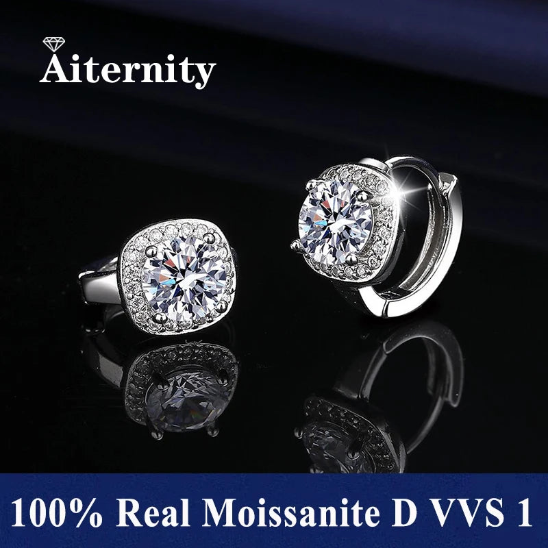 Stylo testeur de diamants Pass pour bijoux fins, boucles d'oreilles créoles en moissanite pour femmes avec fermoirs en argent sterling S925 avec certificat d'authenticité.