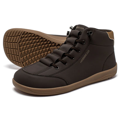 HOBIBEAR Mid-Top Barefoot Shoes Unisex Wide Toe Minimalist Ankle Boots Artificial Leather Outdoor Non-Slip Sneaker