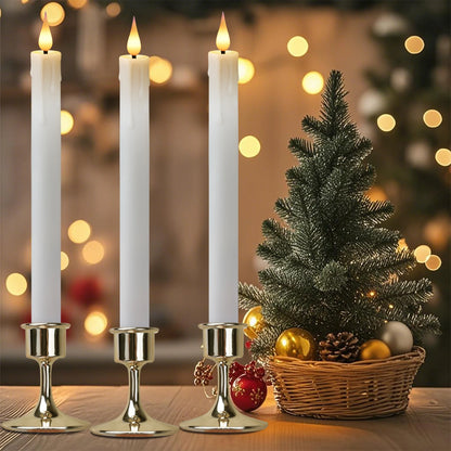 Lot de 6 ou 12 bougies coniques ivoire sans flamme à LED, effet scintillant, avec télécommande, mèche 3D, fonctionne sur piles, décoration de Noël, fenêtre ou mariage