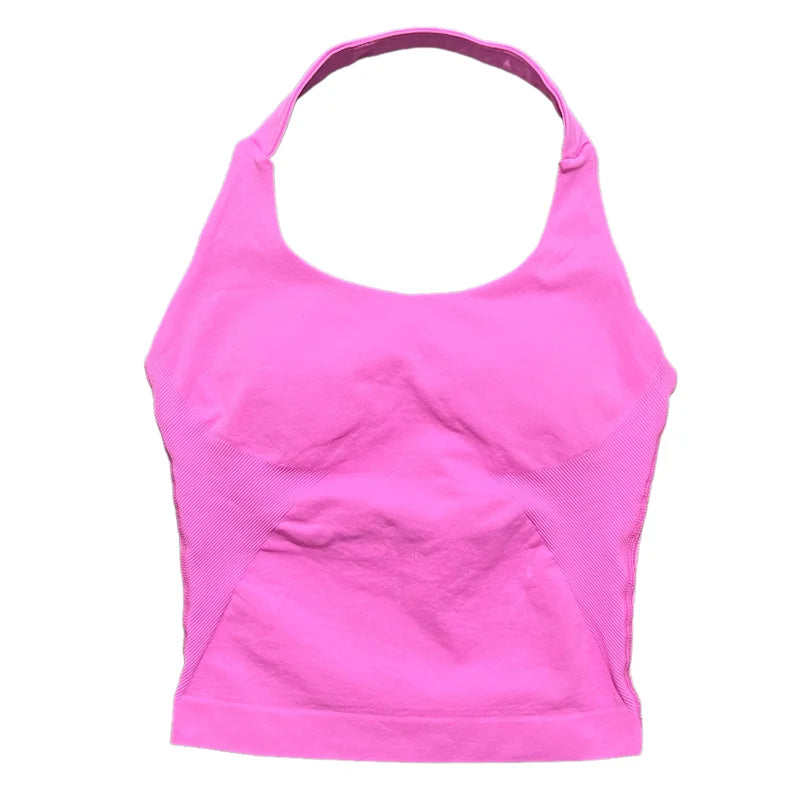 HISTELLO Halter Top Gym Vest Woman Backless Tank Tops Push Up Sport Bras Running Vest Workout Tops Activewear Yoga Clothing