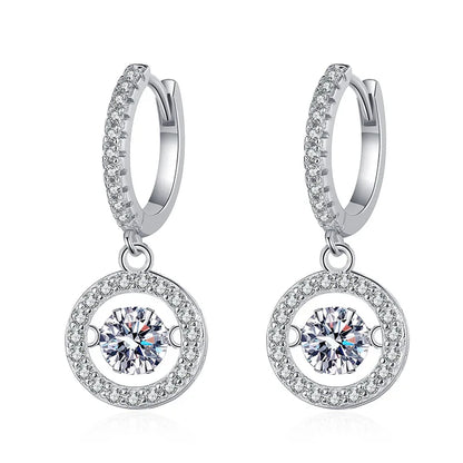 Boucles d'oreilles pendantes en moissanite 1 carat pour femme, motif cœur battant, en argent sterling 925 plaqué or blanc.