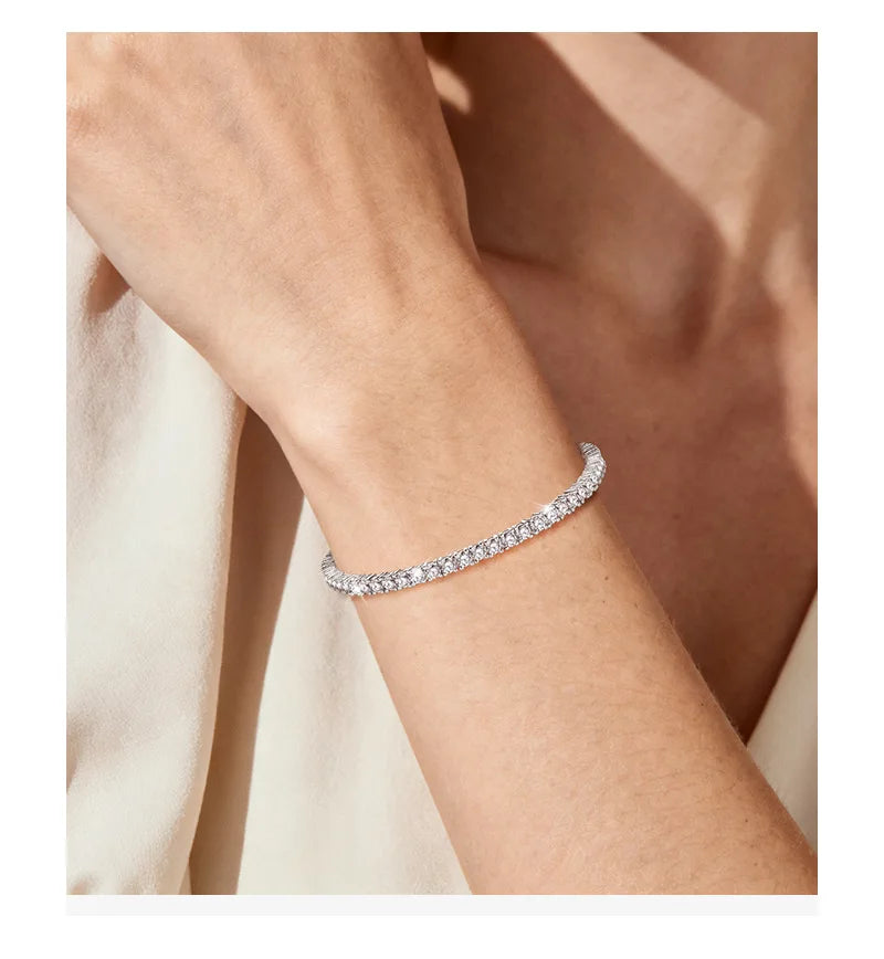 Luxury  Jewelry VVS Moissanite  Sterling Silver 925 Fashion Moissanite Tennis Chain Bracelet and Necklace For Women