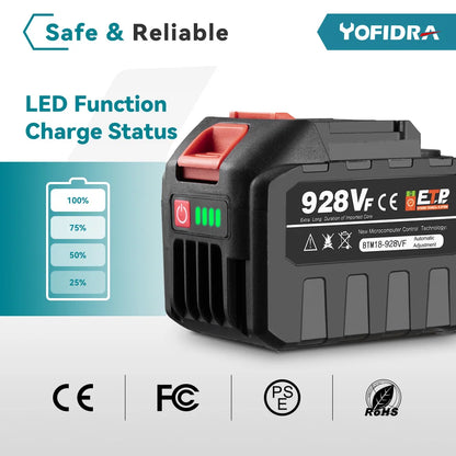 YOFIDRA 928VF 22500mAh Rechargeable Lithium Ion Battery 388VF 15000mAh 128VF Li-ion Battery For Electric Work Power Tool