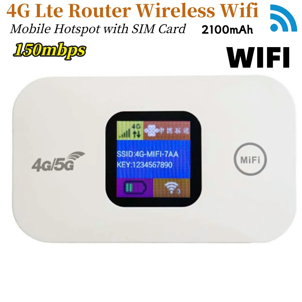 4G LTE Mini Outdoor Hotspot Sim Card Slot Wireless Router 2100mAh Portable Network Hotspot Device Colorful LED Display