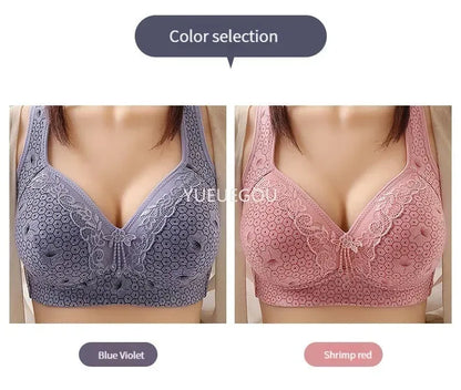 Plus Size Push Up Bra for Women - Adjustable Straps Lace Trim, Full Coverage Comfortable Support Underwire Bra for Big Bust