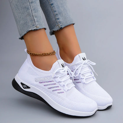 Spring and Autumn New Women's Casual Lace up Comfortable, Breathable, Lightweight and Wear-Resistant Sports Shoes