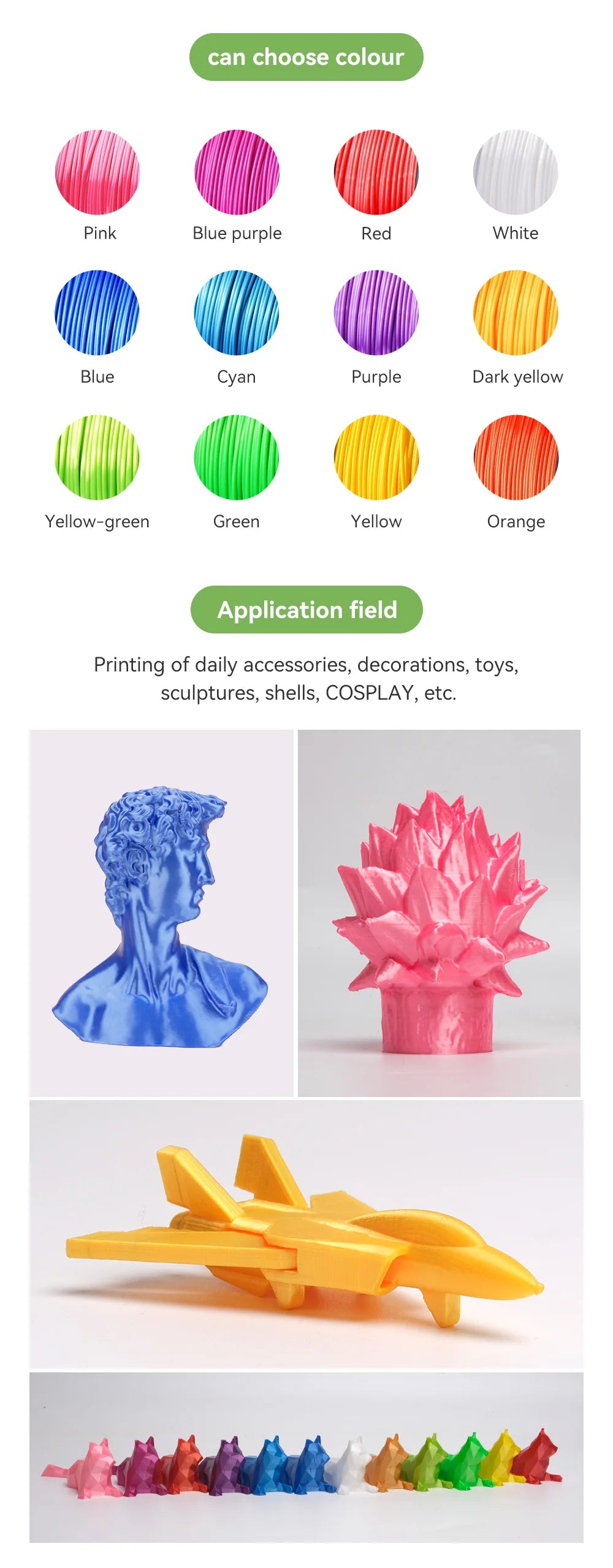 eSUN Silk PLA Filament 1.75mm Silk PLA 3D Printer Filament 1KG (2.2 LBS) Spool 3D Materials for 3D Printers DIY Artwork Printing