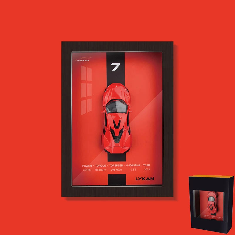 1:32 3D Photo Frame Wall Hanging Paintings Alloy Metal Diecast Model Car Home Trend Toy Decorations Display Valentine's Day Gift