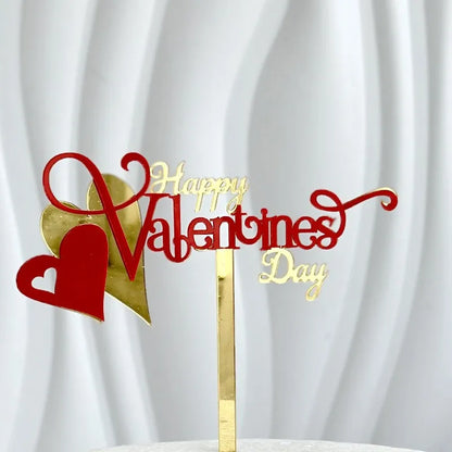 INS 14 Style Happy Valentine's Day Acrylic Cake Toppers Red Love Valentine's Day Cake Topper for  Valentine's Day Party Gifts