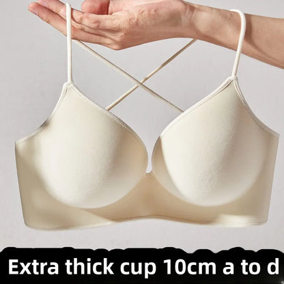 10CM Ultra Thick Push Up Bra for Small Chest Women Wireless Seamless No Side Fat Bra Lift Shape Body Shaper with Invisible Back
