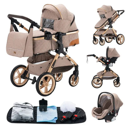 Newest Baby Stroller 3 in1 Multifunctional Stroller Easy Folding Travel Portable Baby Carriage Safety Seat EU Standard