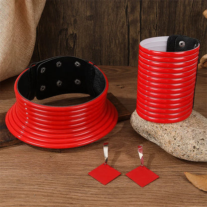 4pcs/set Vintage Leather African Jewelry Set Choker Necklace Bracelet Earrings Set For Women Collar Necklace Set Jewelry Gifts