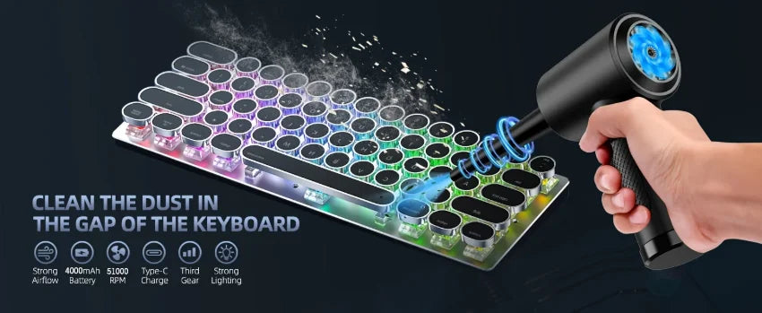 WirelessUSBRechargeable Air Duster - Powerful Compressed Air Blower，Applicable to Computers、Keyboard、Sofa and Car