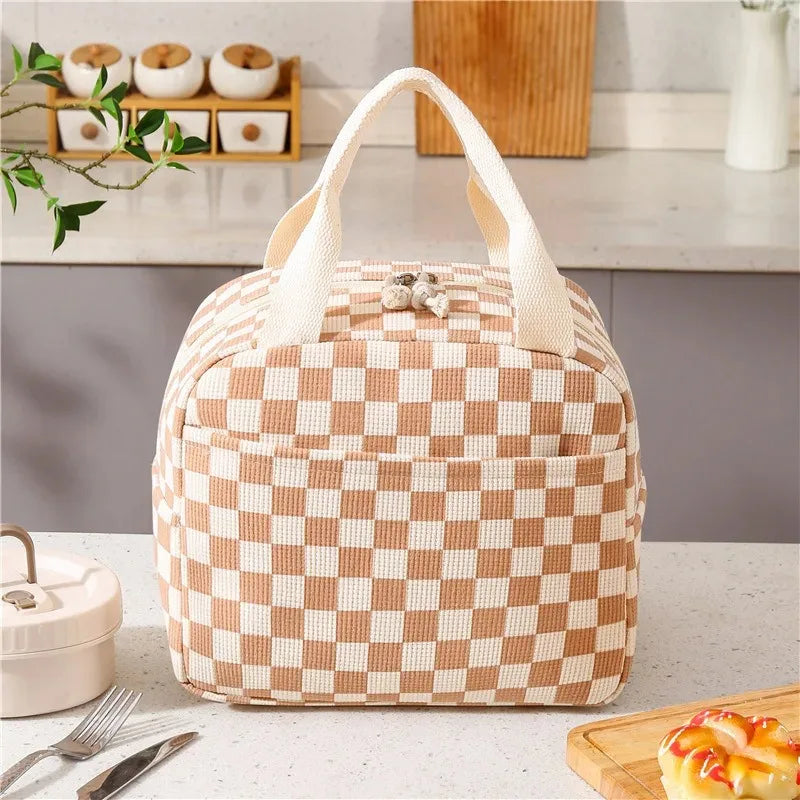Sac à lunch isotherme en velours côtelé personnalisé avec nom, idéal pour l'école, les pique-niques et comme sac de rangement pour les aliments.
