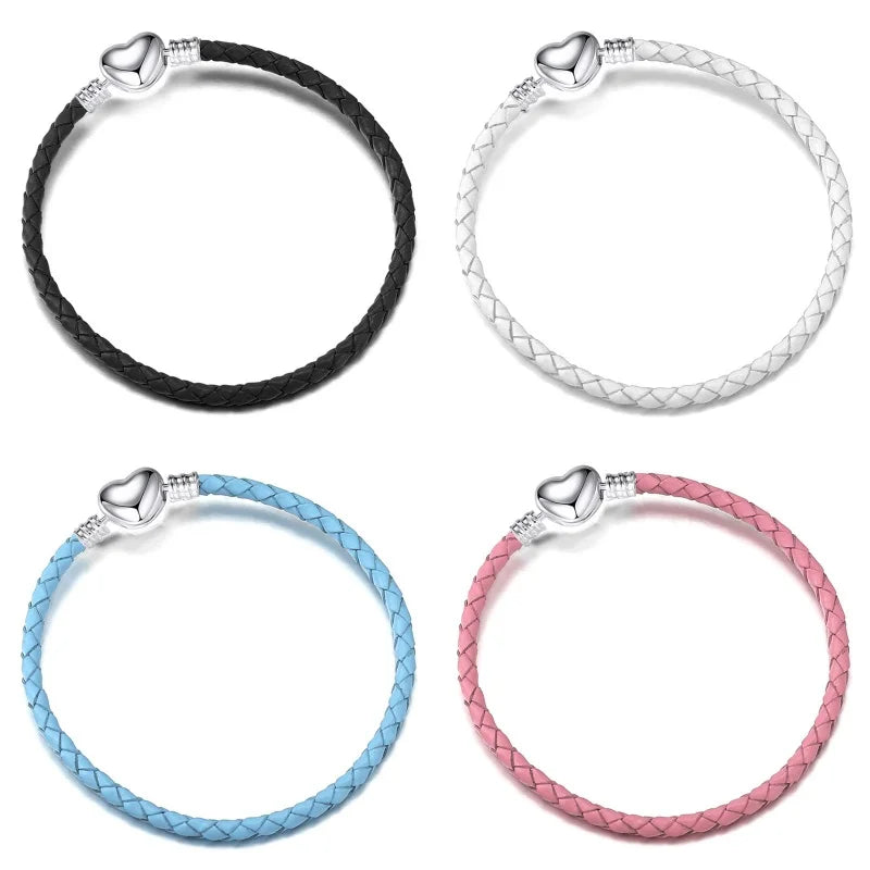 Double Circle Love Leather Rope Bracelet PU Basic Chain Accessories Valentine's Day Gift DIY Fine Jewelry