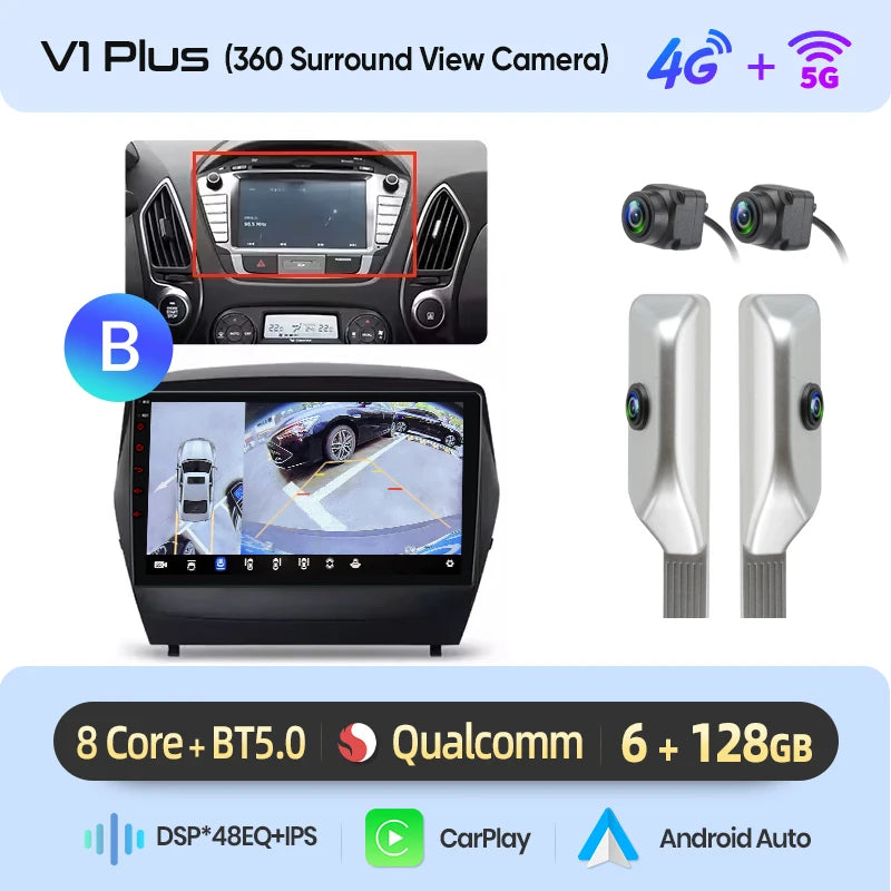 Junsun Android Wireless CarPlay Auto Car Radio For Hyundai Tucson 2 ix35 2009-2015 Car Intelligent Systems DSP SWC RDS GPS FM BT