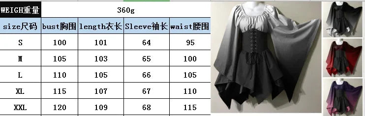 Robe de Cosplay Rétro à Imprimé Dégradé pour Femme, Tenue de Spectacle d'Halloween, Renaissance du Moyen Âge