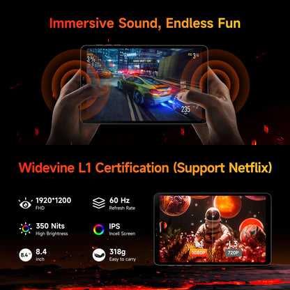 BNCF BPad Mini 8.4 inch Snapdragon SMD685 Tablet Android14 (8+8)GB RAM+128GB ROM 6050mAh Battery 4G LTE Widevine L1 2K IPS Tab