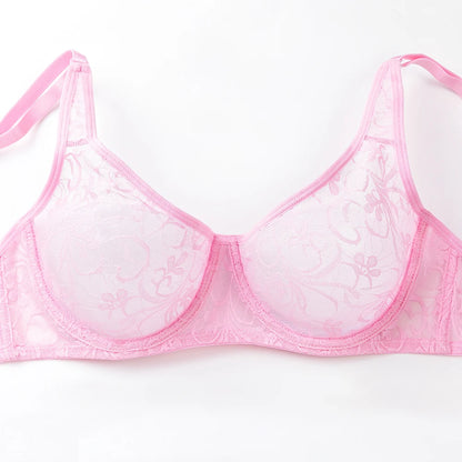 Bras For Women Plus Size Lace Mesh BH Tops Underwire Embroidery See Through Sexy Underwear Lingerie Brassiere A B C D DD Cup