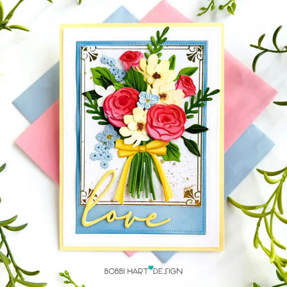 Valentine's Day Love Heart Bouquet Metal Cutting Dies Clear Stamps Breath Stencil Hot Foil DIY Making Card Scrapbook Embossed Te