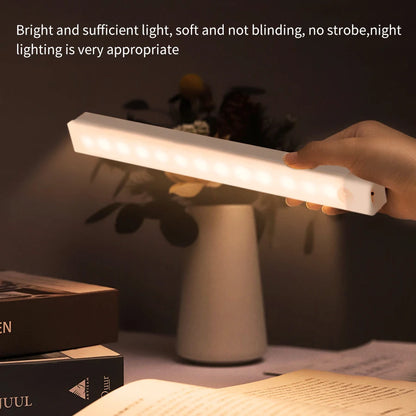 LED Long Strip Body Sensor Night Light Desk Reading Light Cabinet Bedside Bathroom Cool/Warm Light Rechargeable Magnetic Light