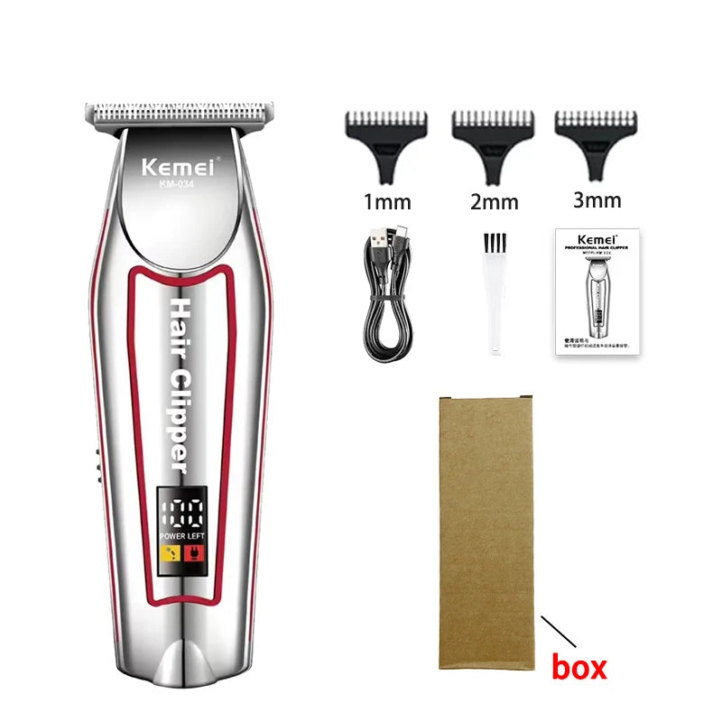 Kemei Men's Electric Hair Trimmer USB Charging Cordless Hair Clipper Reciprocating Twin Blade Beard Shaver KM-2024 KM-034 Kit