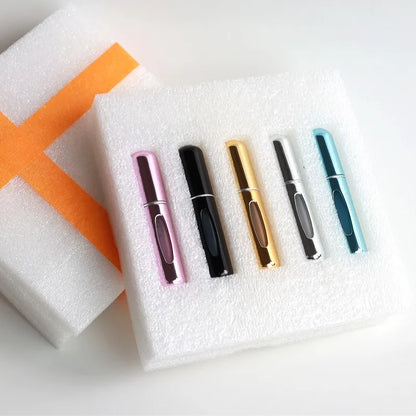 New Hot 5pcs Sets Portable 5ml Perfume Refill Bottle Refillable Spray Scent Pump Empty Atomizer Cosmetic Containers Travel Gift