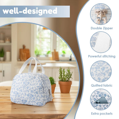 Sac à lunch portable de 7 L, boîte à lunch isotherme avec double fermeture éclair, grande capacité, idéal pour l'école et les pique-niques.