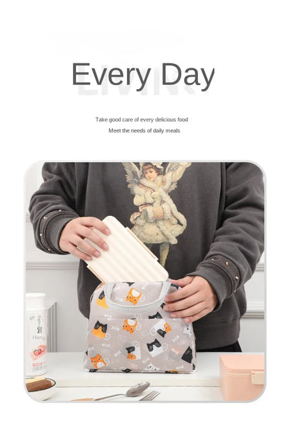 Sac à lunch isotherme à motif dessin animé (1 pièce), idéal pour les pique-niques, les sorties scolaires et les bentos. Grande capacité.