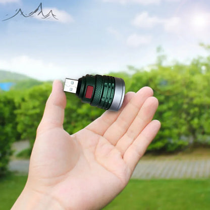 USB Flashlight Mini Torch Aluminum Alloy Strong Light  LED Lights Illumination Camping Lamp Lantern Fishing Hiking  Fill Lights