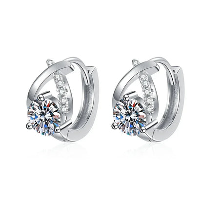 Boucles d'oreilles créoles en véritable moissanite de 0,5 carat et 5 mm, avec certificat, en argent sterling 925. Bijoux de luxe étincelants pour femmes.